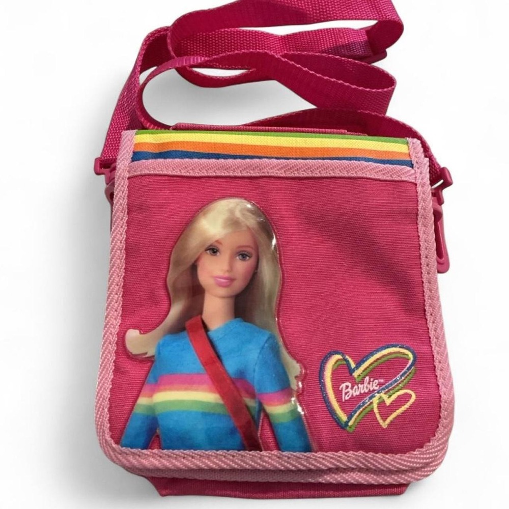Vintage Barbie Crossbody Bag Kids OS Pink Excellent 2002 Rainbow Wallet Purse